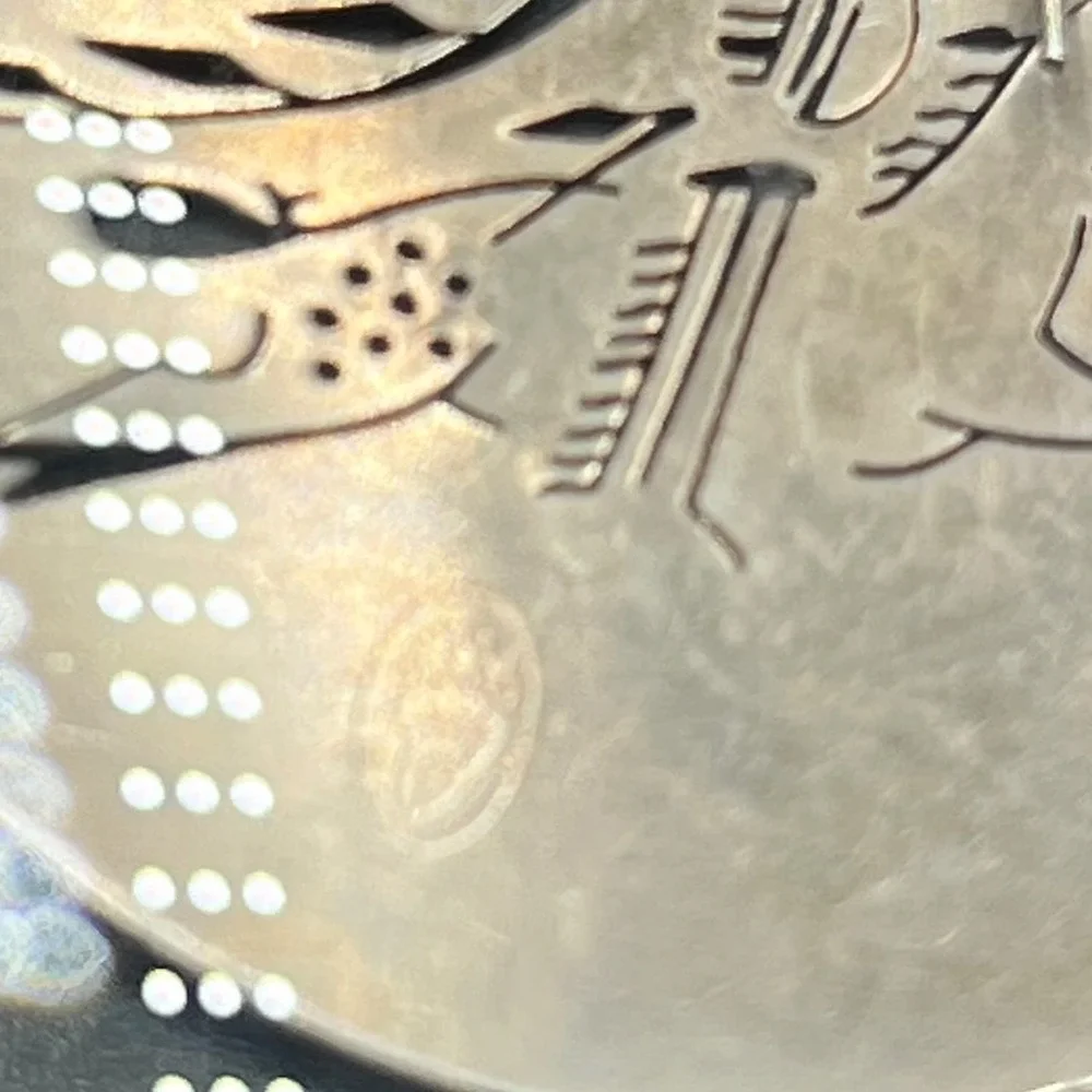 Vintage Sterling Southwestern Disc Earrings Horse Rider Mountain Bear Paw Hopi ?